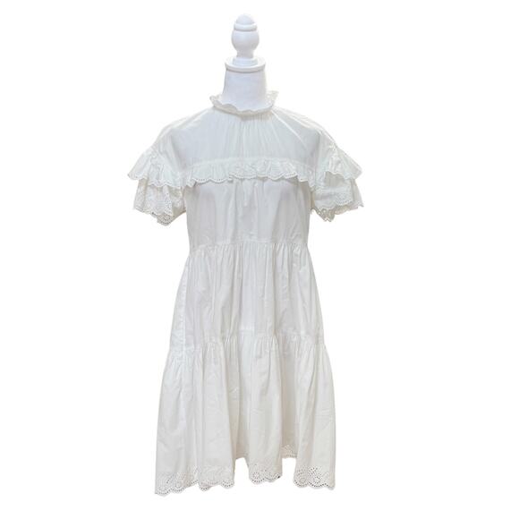 Ulla Johnson Leonie Ruffled Cotton Mini Dress 0 White - Picture 2 of 7